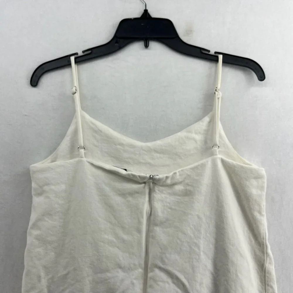 Whyte Valentyne Mini Dress Women's Sz 10 White Spaghetti Strap V-Neck Raw Hem - Picture 9 of 12